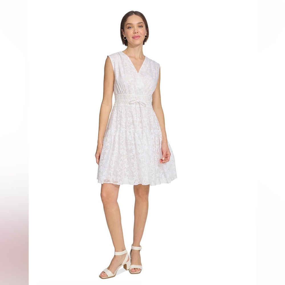💎 New Tommy Hilfiger Women's Printed Drawstring Fit & Flare Dress